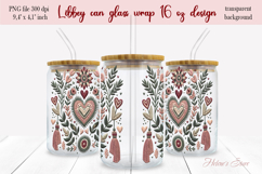 Boho Valentine pattern Libbey Can Glass Wrap 16oz design png Product Image 2