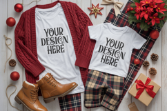 Christmas Family Matching Group T-Shirt Mockups | Holiday Fl Product Image 1