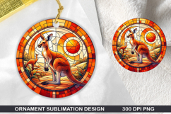 kangaroo Stained Glass Ornament PNG, Sublimation PNG Design Product Image 1