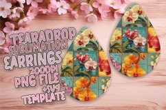 Vibrant Floral Festival PNG Teardrop Earring Design Sublime Product Image 1