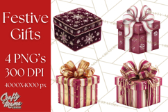 Christmas Gifts Clipart PNG, Realistic Holiday Presents Product Image 1