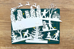 Christmas village svg template, 3d Christmas scene papercut Product Image 6