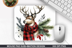 Deer Mouse Pad Sublimation Christmas Mouse Pad PNG Design Product Image 1