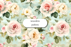 Vintage Blush Rose Garden Seamless Watercolor Floral Pattern Product Image 1