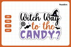 Funny Halloween Sticker | Witch Way To The Candy Product Image 3