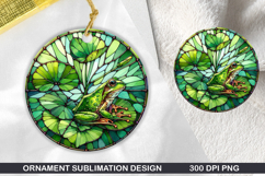 Cute Frog Stained Glass Ornament PNG, Digital Download File Product Image 1