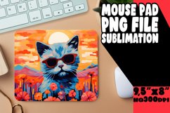 Sweet Kitty with Flowers Mouse Pad Design PNG Product Image 1