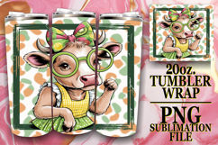 Luminous Sublimation 20oz tumbler wrap, Cute Cow Product Image 1