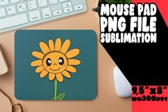 Sunny Retro Bouquet: Mouse Pad Smiling Flower Sublimation Product Image 1