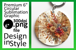 Elegant Circle PNG Keychain Design , Autumn Flower Product Image 1