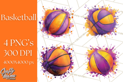 Basketball Clipart PNG with Team Color Paint Splash Design Product Image 1