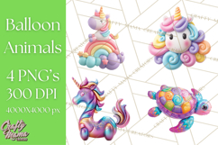 Bright Balloon Animals Clipart PNG Shiny Candy Colors Product Image 1