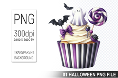 Cupcake With A Halloween Ghost, Halloween Clipart PNG File Product Image 1