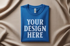 Gildan 64000 Royal Blue Folded Tshirt Mockup Product Image 1