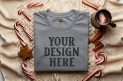 Gildan 5000 Sport Grey Folded Christmas Mockup, G5000 mockup Product Image 1