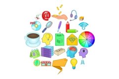 Income icons set, cartoon style Product Image 1