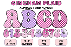 Gingham Plaid Alphabet Letters &amp; Numbers Clipart PNG 300DPI Product Image 1