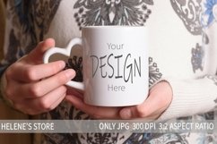 Christmas Mug Mockup - young woman holding mug, coffee mug Product Image 1