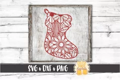 Christmas Stocking - Zen Doodle SVG PNG DXF Cut File Product Image 1