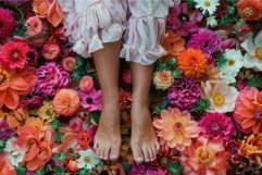 Blooming beauty, bare feet surrounded by flowers Product Image 1