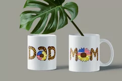 USA flag in sunflower and words with leopard pattern Product Image 3