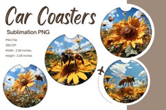 Bee Flower Car Coasters Sublimation Bee Car Accessories_12 Product Image 1