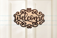 Swirls Welcome Sign SVG Laser Cut Template : Door Hanger Product Image 1