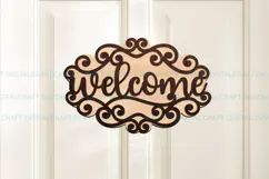 Swirls Welcome Sign SVG Laser Cut Template : Door Hanger Product Image 1