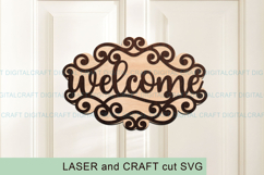 Swirls Welcome Sign SVG Laser Cut Template : Door Hanger Product Image 2