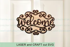 Swirls Welcome Sign SVG Laser Cut Template : Door Hanger Product Image 2
