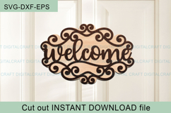 Swirls Welcome Sign SVG Laser Cut Template : Door Hanger Product Image 3