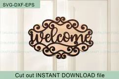 Swirls Welcome Sign SVG Laser Cut Template : Door Hanger Product Image 3