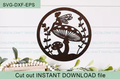 Fairy round Sign SVG Laser Cut Template Wall/Door hanger Product Image 5