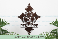 Cross Sunflowers name Sign SVG Laser Cut file Product Image 2