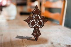 Sunflower Cross Welcome Sign SVG Laser Cut Template Digital Product Image 5