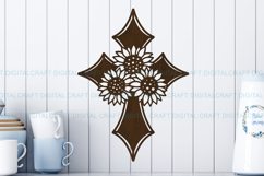 Sunflower Cross Sign SVG Laser Cut Template Digital Product Image 2