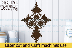 Sunflower Cross Sign SVG Laser Cut Template Digital Product Image 3