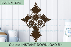 Sunflower Cross Sign SVG Laser Cut Template Digital Product Image 4
