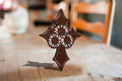 Sunflower Cross Sign SVG Laser Cut Template Digital Product Image 5