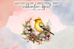 Christmas Bird Watercolor Clipart Product Image 12