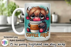 Funny Highland Cow Mug Wrap, Sarcastic Coffee Mug Print Product Image 1