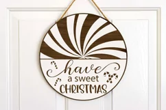 Christmas round sign SVG Have a sweet Christmas Candy cane Product Image 3