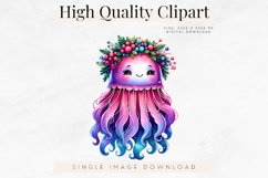 Holiday Jellyfish Clipart, Cute Watercolor Product Image 1