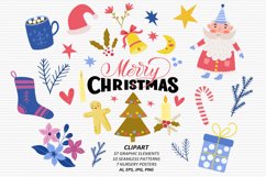 Merry Christmas Bundle. Christmas Seamless Pattern. Clipart Product Image 1