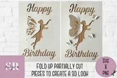 3d Fairy birthday card| Paper cutting | birthday card svg Product Image 2
