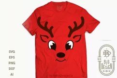 Christmas SVG - Baby Reindeer SVG , Cute Boy Reindeer face Product Image 3