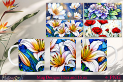 Floral Mug Wrap | Flowers and Stripes | Pink and Red Product Image 1