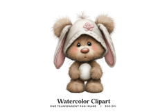 Baby Bunny Bear Watercolor Clipart Product Image 1