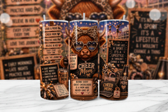 Cheer Mom Highland Cow Tumbler Wrap PNG Product Image 1