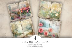 Watercolour Flowers Junk Journal Digital Paper Bi-fold Product Image 1
